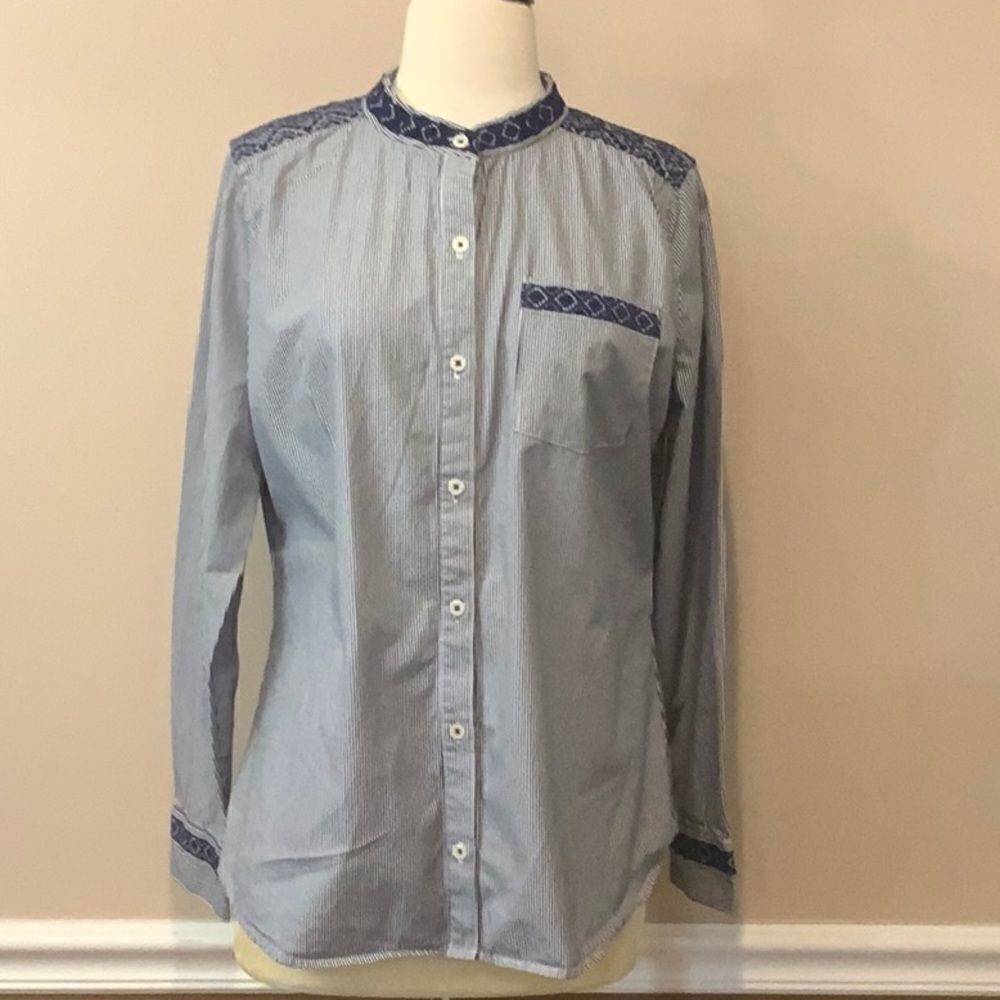 C. Wonder Striped Embroidered Blouse M - Picture 3 of 14